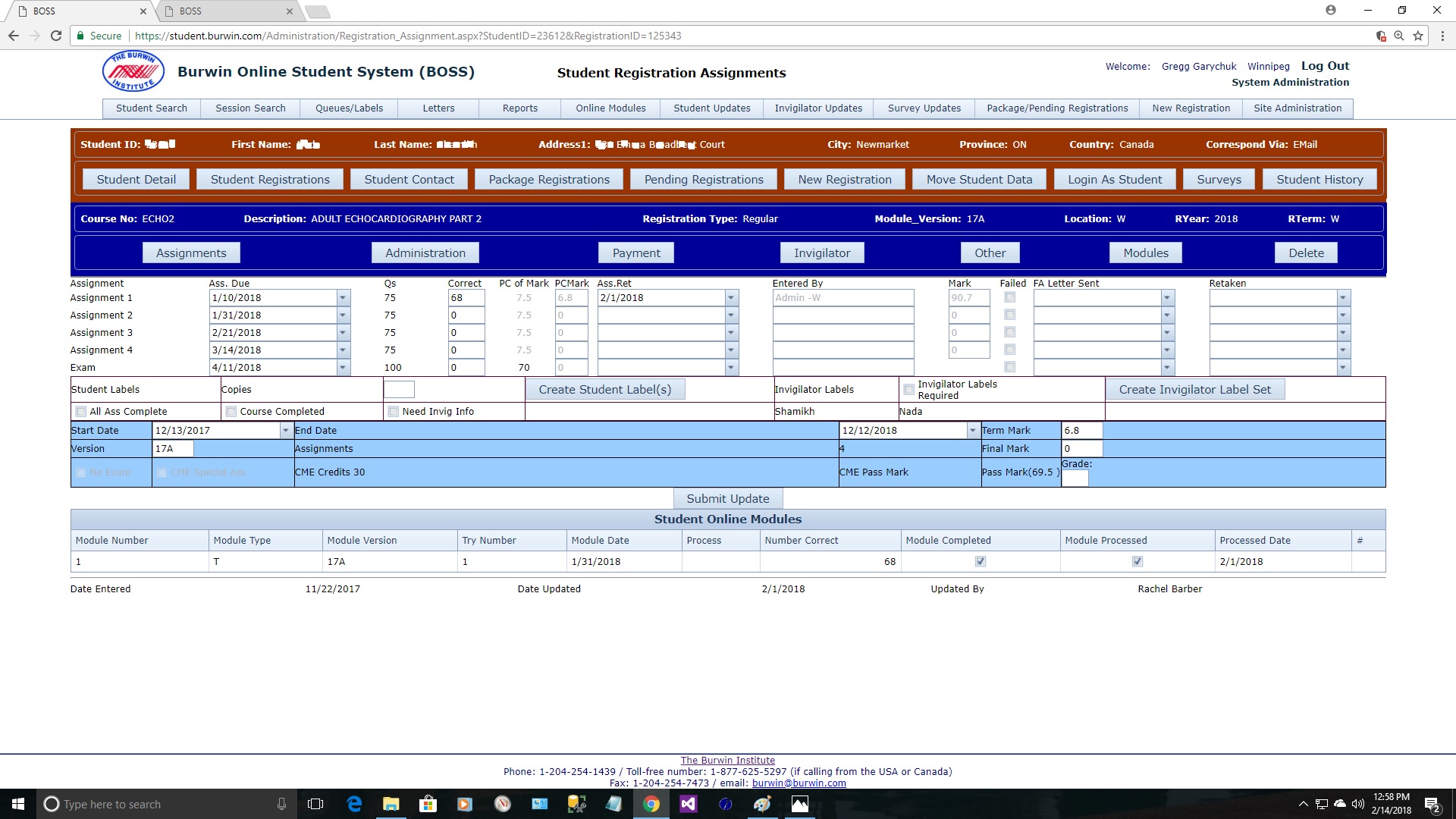 BOSS - Burwin Online Student System